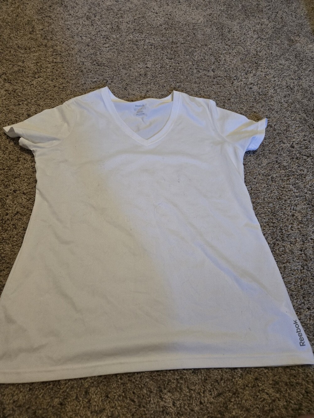 Reebok White V-Neck Short Sleeve Tee for